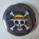 Badge épingle en tissu upcyclé 58 mm - Collection Pirate Chapeau de Paille