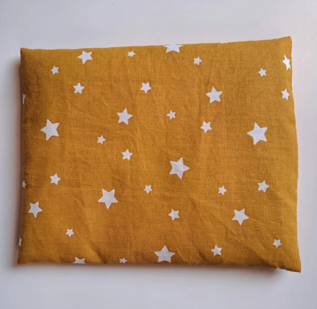 Bouillotte sèche aux graines de lin en tissu (12x15cm, Etoiles)