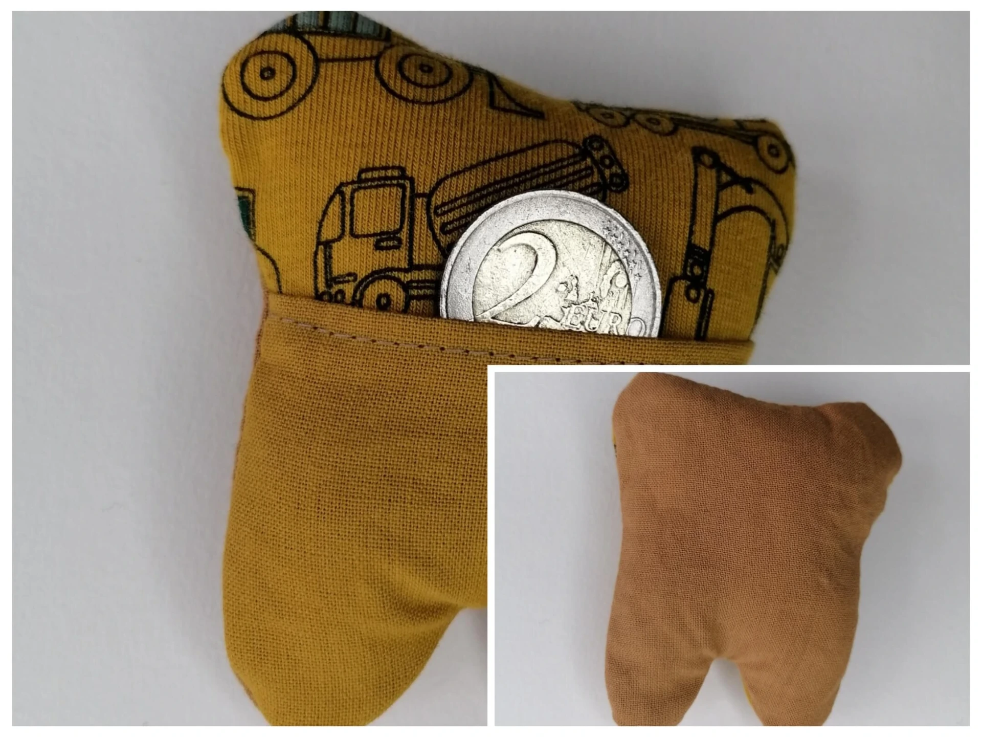 Pochette à dent de lait en tissu - Collection Engins de construction (2)